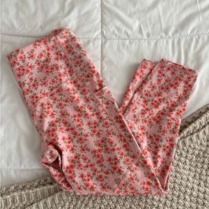 Evolution and Creation Pink Floral Yoga Leggings